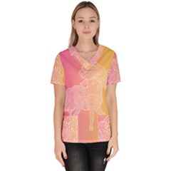 Unicorm Orange And Pink Women s V-neck Scrub Top by lifestyleshopee