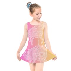 Unicorm Orange And Pink Kids  Skater Dress Swimsuit by lifestyleshopee