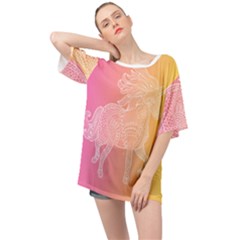 Unicorm Orange And Pink Oversized Chiffon Top by lifestyleshopee