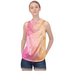 Unicorm Orange And Pink High Neck Satin Top by lifestyleshopee