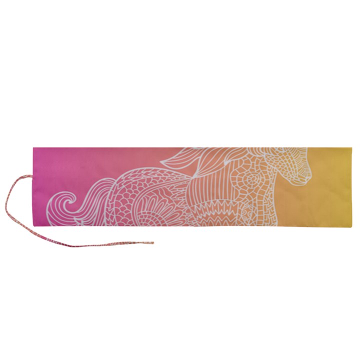 unicorm orange and pink Roll Up Canvas Pencil Holder (L)