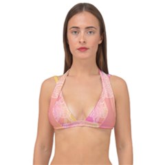 Unicorm Orange And Pink Double Strap Halter Bikini Top