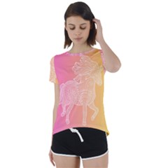 Unicorm Orange And Pink Short Sleeve Open Back Tee by lifestyleshopee