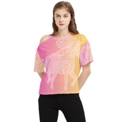 Unicorm Orange And Pink One Shoulder Cut Out Tee by lifestyleshopee