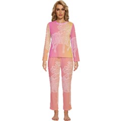 Unicorm Orange And Pink Womens  Long Sleeve Lightweight Pajamas Set