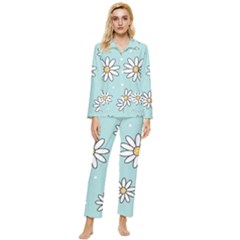 Art Floral Pattern Design Wallpaper Background Womens  Long Sleeve Velvet Pocket Pajamas Set