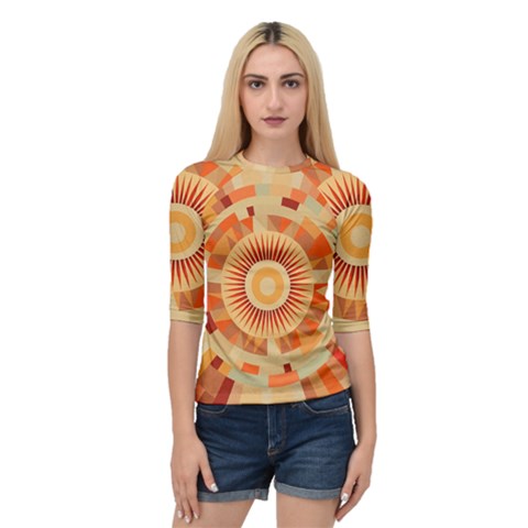 Ai Generated Retro Geometric Pattern Decor Pattern Quarter Sleeve Raglan Tee by Ravend