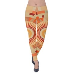 Ai Generated Retro Geometric Pattern Decor Pattern Velvet Leggings by Ravend