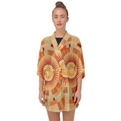 Ai Generated Retro Geometric Pattern Decor Pattern Half Sleeve Chiffon Kimono by Ravend