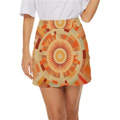 Ai Generated Retro Geometric Pattern Decor Pattern Mini Front Wrap Skirt by Ravend