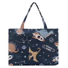 Space Theme Art Pattern Design Wallpaper Zipper Medium Tote Bag by Ravend