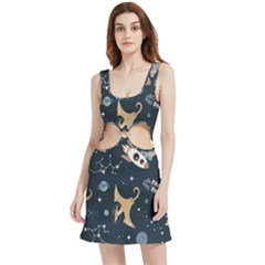 Space Theme Art Pattern Design Wallpaper Velour Cutout Dress by Ravend