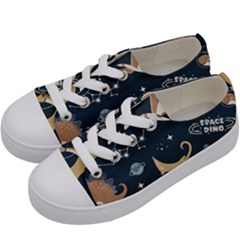 Space Theme Art Pattern Design Wallpaper Kids  Low Top Canvas Sneakers by Ravend