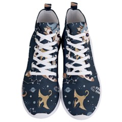 Space Theme Art Pattern Design Wallpaper Men s Lightweight High Top Sneakers by Ravend