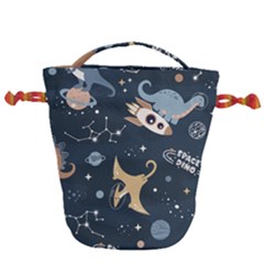 Space Theme Art Pattern Design Wallpaper Drawstring Bucket Bag by Ravend