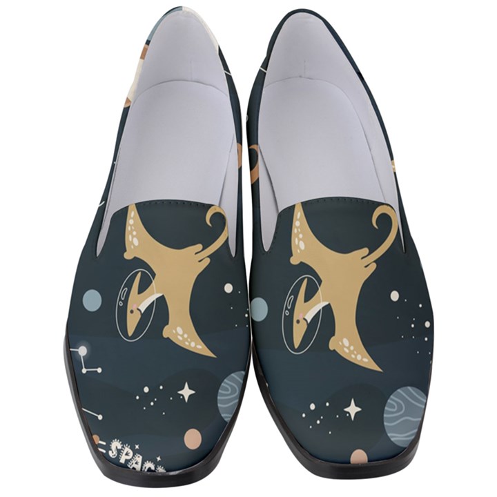 Space Theme Art Pattern Design Wallpaper Women s Classic Loafer Heels