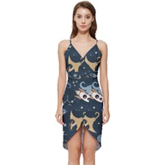 Space Theme Art Pattern Design Wallpaper Wrap Frill Dress by Ravend