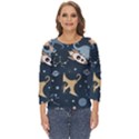 Space Theme Art Pattern Design Wallpaper Cut Out Wide Sleeve Top View1