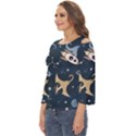 Space Theme Art Pattern Design Wallpaper Cut Out Wide Sleeve Top View2