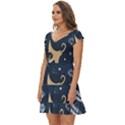 Space Theme Art Pattern Design Wallpaper Short Sleeve Tiered Mini Dress View2