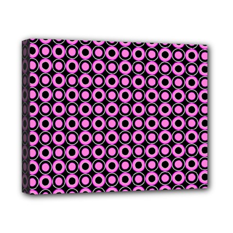 Pink Donuts Pink Filling On Black Canvas 10  X 8  (stretched) by Mazipoodles