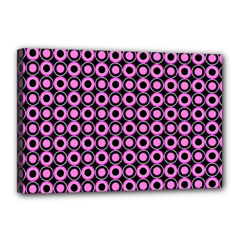 Pink Donuts Pink Filling On Black Canvas 18  X 12  (stretched) by Mazipoodles