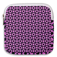 Pink Donuts Pink Filling On Black Mini Square Pouch by Mazipoodles