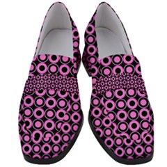 Pink Donuts Pink Filling On Black Women s Chunky Heel Loafers by Mazipoodles