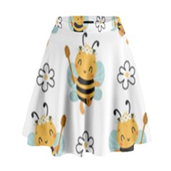 Art Bee Pattern Design Wallpaper Background High Waist Skirt by Ravend