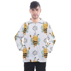 Art Bee Pattern Design Wallpaper Background Men s Half Zip Pullover by Ravend