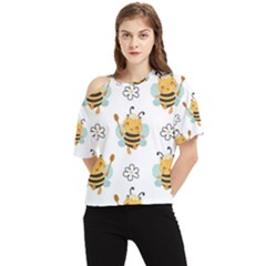 Art Bee Pattern Design Wallpaper Background One Shoulder Cut Out Tee by Ravend