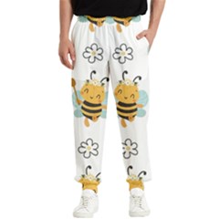 Art Bee Pattern Design Wallpaper Background Men s Elastic Waist Pants by Ravend