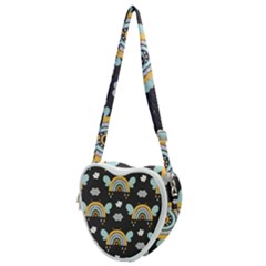 Art Pattern Design Floral Wallpaper Background Heart Shoulder Bag by Ravend