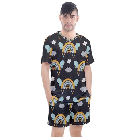 Art Pattern Design Floral Wallpaper Background Men s Mesh Tee And Shorts Set by Ravend