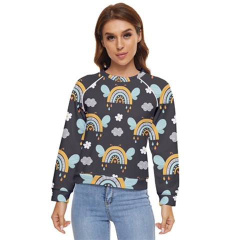 Art Pattern Design Floral Wallpaper Background Women s Long Sleeve Raglan Tee by Ravend