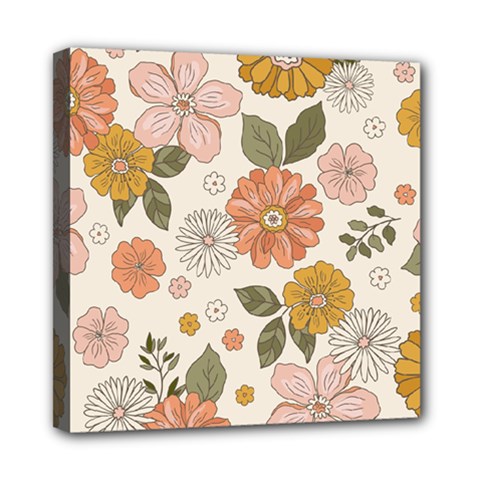 Flower Petals Plants Floral Print Pattern Design Mini Canvas 8  X 8  (stretched) by Ravend