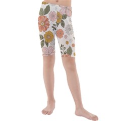 Flower Petals Plants Floral Print Pattern Design Kids  Mid Length Swim Shorts by Ravend