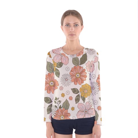 Flower Petals Plants Floral Print Pattern Design Women s Long Sleeve Tee by Ravend