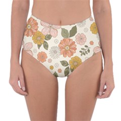 Flower Petals Plants Floral Print Pattern Design Reversible High-waist Bikini Bottoms by Ravend