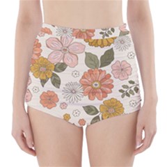 Flower Petals Plants Floral Print Pattern Design High-waisted Bikini Bottoms by Ravend