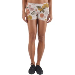 Flower Petals Plants Floral Print Pattern Design Yoga Shorts by Ravend