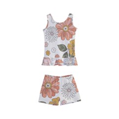 Flower Petals Plants Floral Print Pattern Design Kids  Boyleg Swimsuit by Ravend