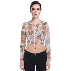 Flower Petals Plants Floral Print Pattern Design Long Sleeve Zip Up Bomber Jacket by Ravend