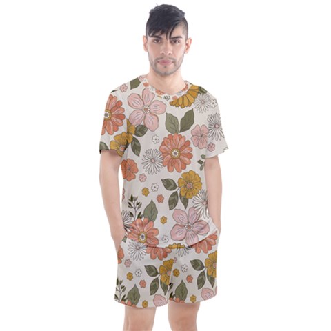 Flower Petals Plants Floral Print Pattern Design Men s Mesh Tee And Shorts Set by Ravend