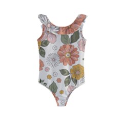 Flower Petals Plants Floral Print Pattern Design Kids  Frill Swimsuit by Ravend