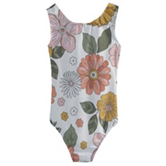 Flower Petals Plants Floral Print Pattern Design Kids  Cut-out Back One Piece Swimsuit by Ravend