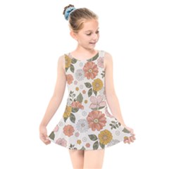 Flower Petals Plants Floral Print Pattern Design Kids  Skater Dress Swimsuit by Ravend