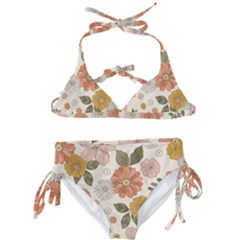 Flower Petals Plants Floral Print Pattern Design Kids  Classic Bikini Set by Ravend