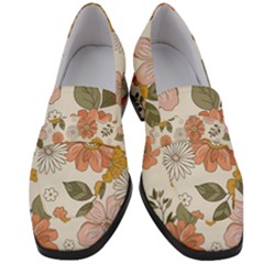 Flower Petals Plants Floral Print Pattern Design Women s Chunky Heel Loafers by Ravend