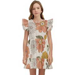 Flower Petals Plants Floral Print Pattern Design Kids  Winged Sleeve Dress by Ravend